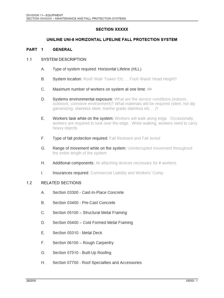 Uniline Specification Uni 8 HLL 2018 | PDF