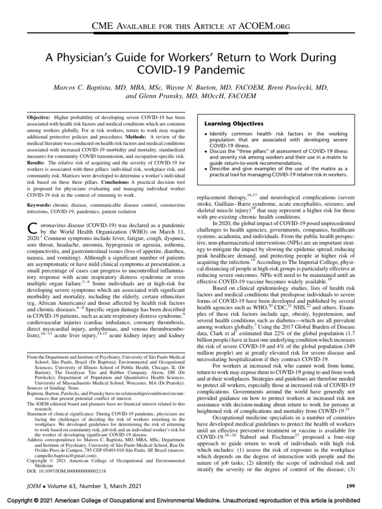 RS ACOEM A - Physician - S - Guide - For - Workers - Return - To - Work ...