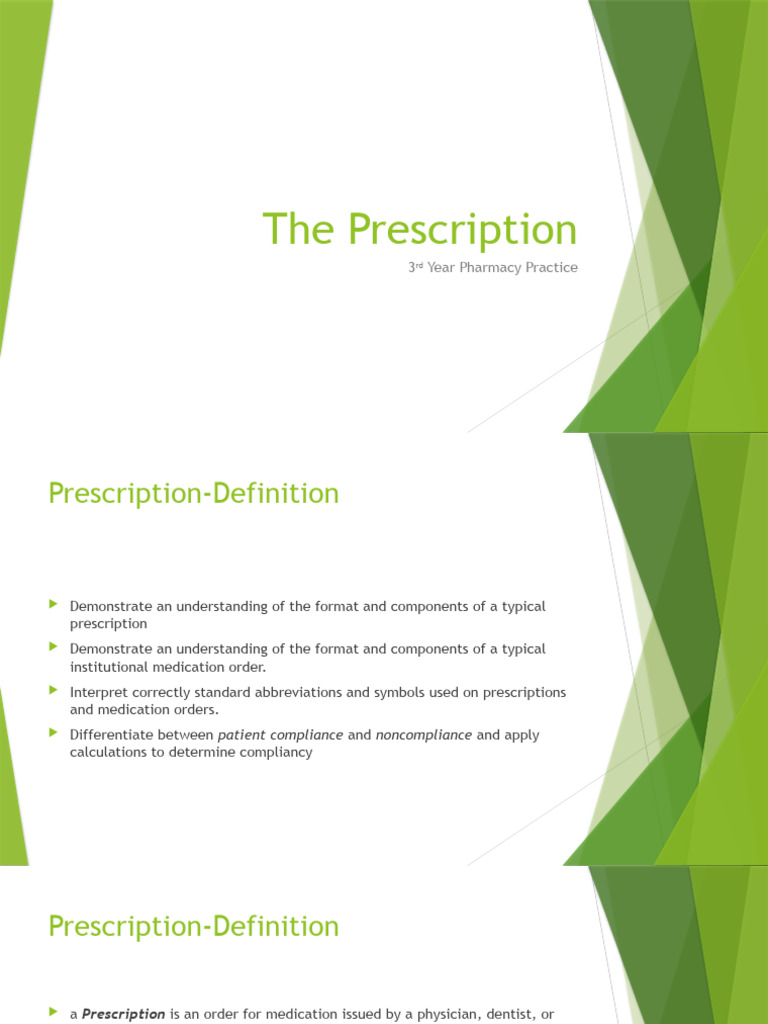 Understanding Prescription Components | PDF | Medical Prescription ...