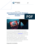 Setor Industrial Foi o Mais Afetado Por Sequestros de Dados No Primeiro Trimestre