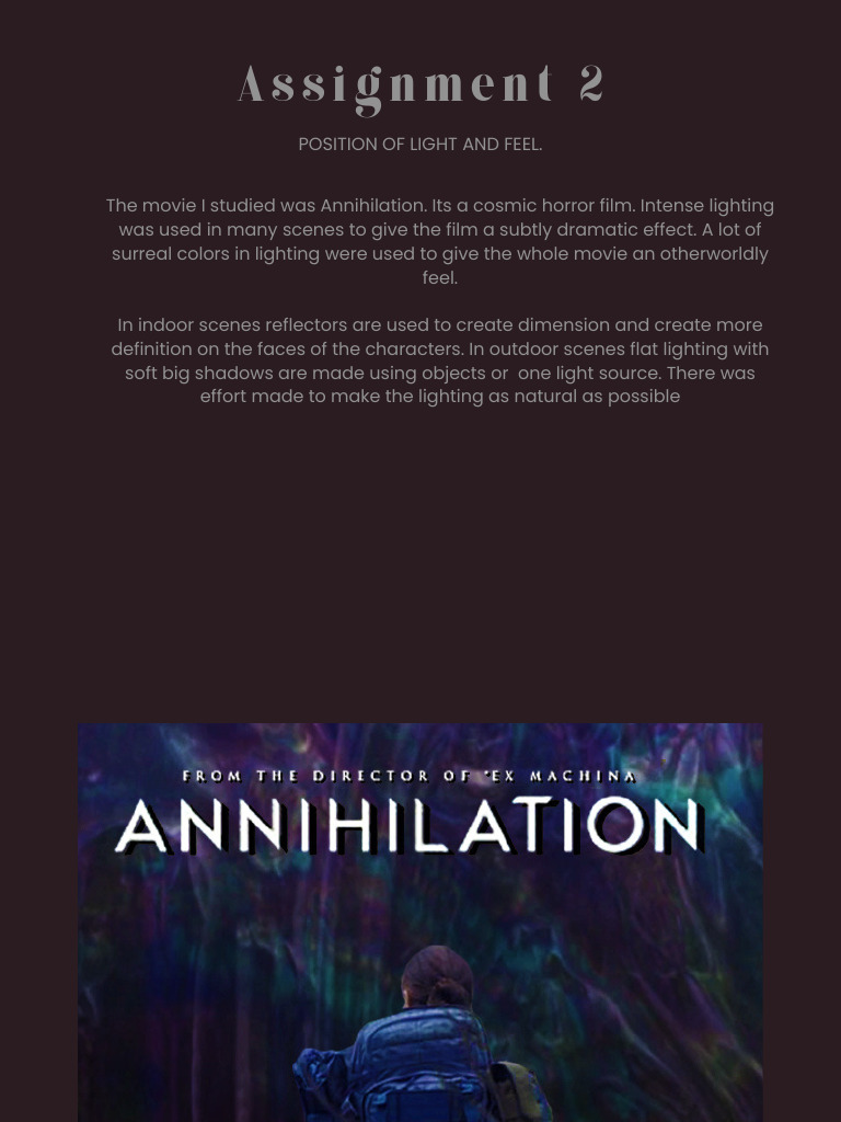 Annihilation: Lighting Techniques Analysis | PDF