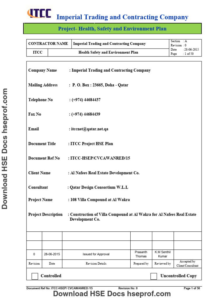 Ehs Plan PDF Occupational Safety And Health Safety