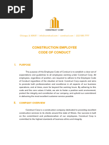 Construction Employee Code of Conduct Template