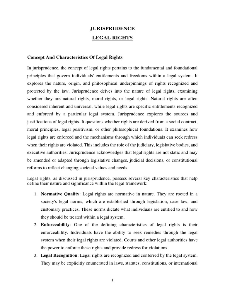 Characteristics of Legal Rights in Jurisprudence | PDF | Rights | Property