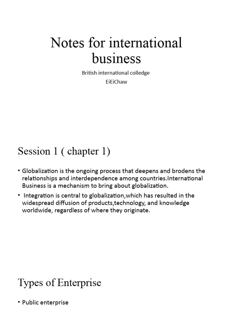 Notes For International businessBUC | PDF | Business | Globalization