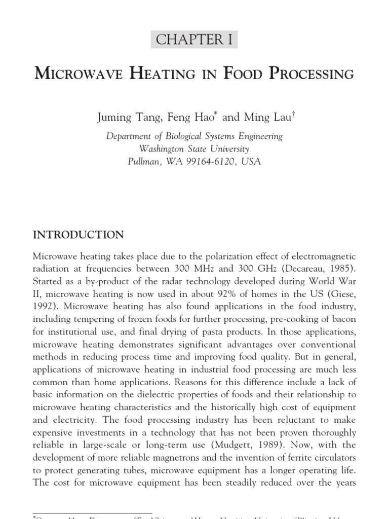 MICROWAVE HEATING IN FOOD PROCESSING - Capítulo de Livro | PDF ...