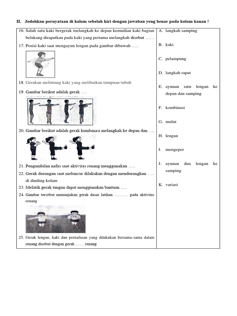 Contoh Soal Menjodohkan Pjok Sd Pdf