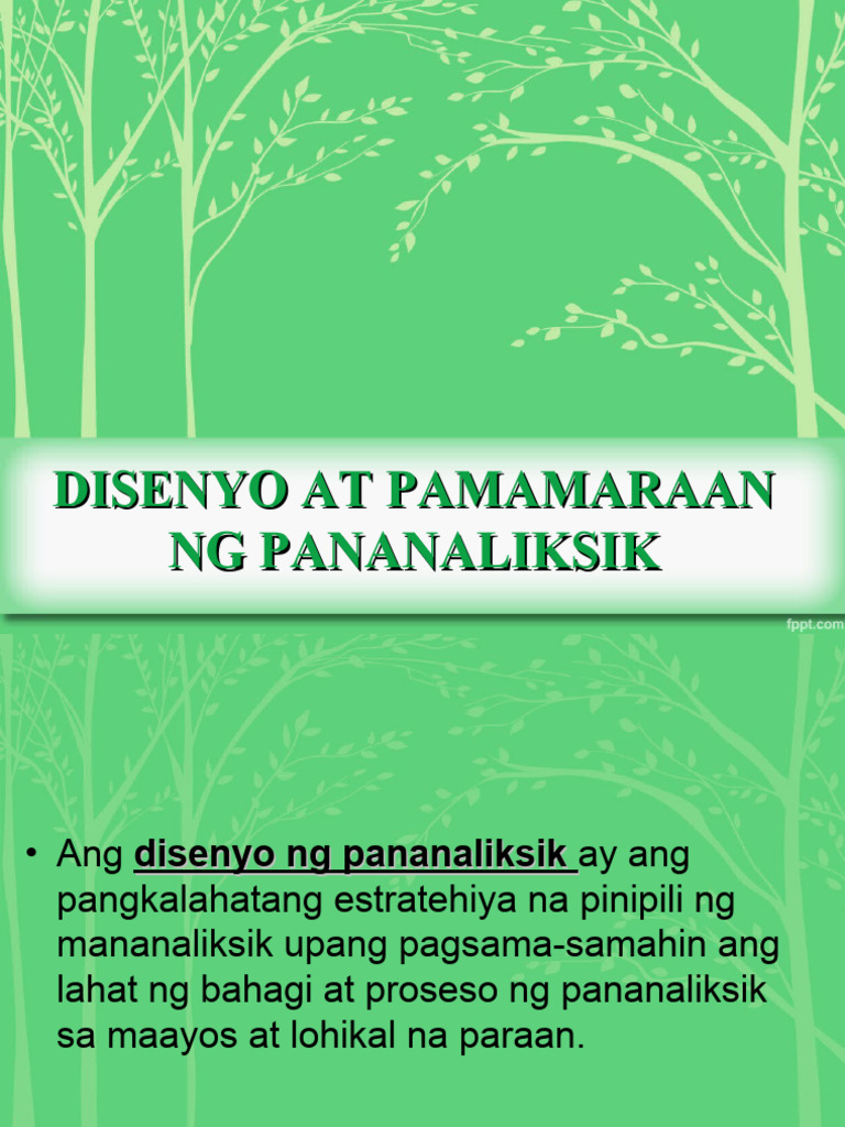 Disenyo at Pamamaraan NG Pananaliksik | PDF