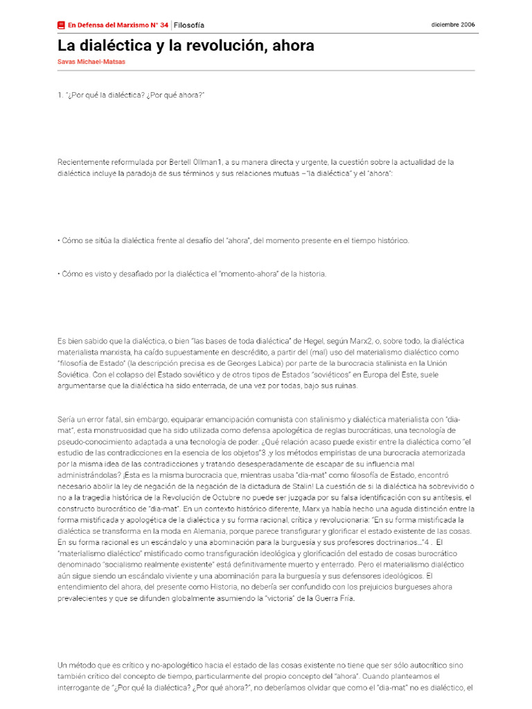 La Dialectica Y La Revolucion Ahora Pdf