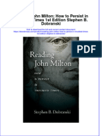 Reading John Milton How To Persist in Troubled Times 1St Edition Stephen B Dobranski Full Download Chapter