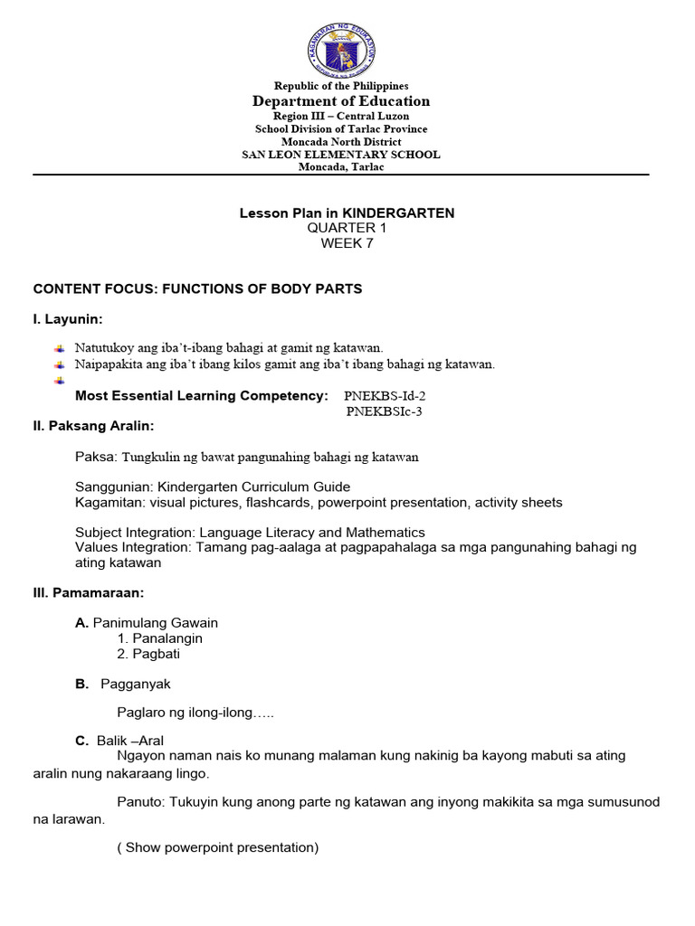 Cot Lesson Plan Week 7 1st Quarter 2023 | PDF