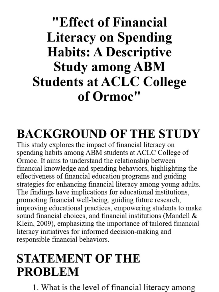 Financial Literacy Impact on ABM Students | PDF | Statistics | Sampling ...