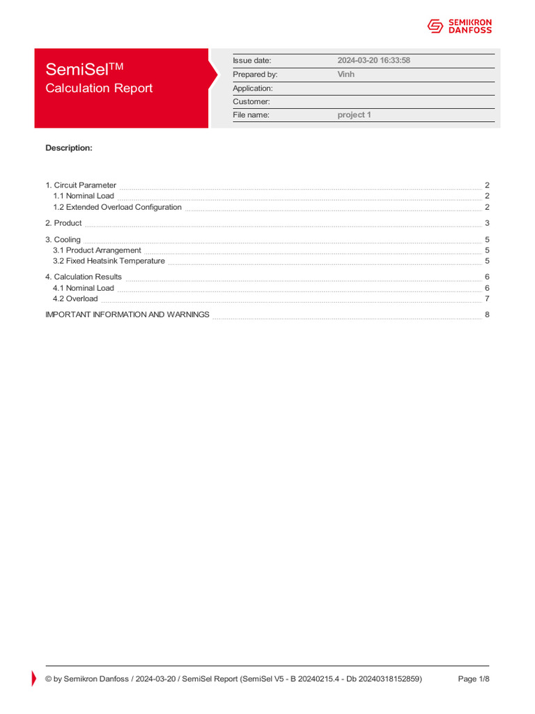 SemiSel Calculation Report Overview | PDF | Root Mean Square | Electronics