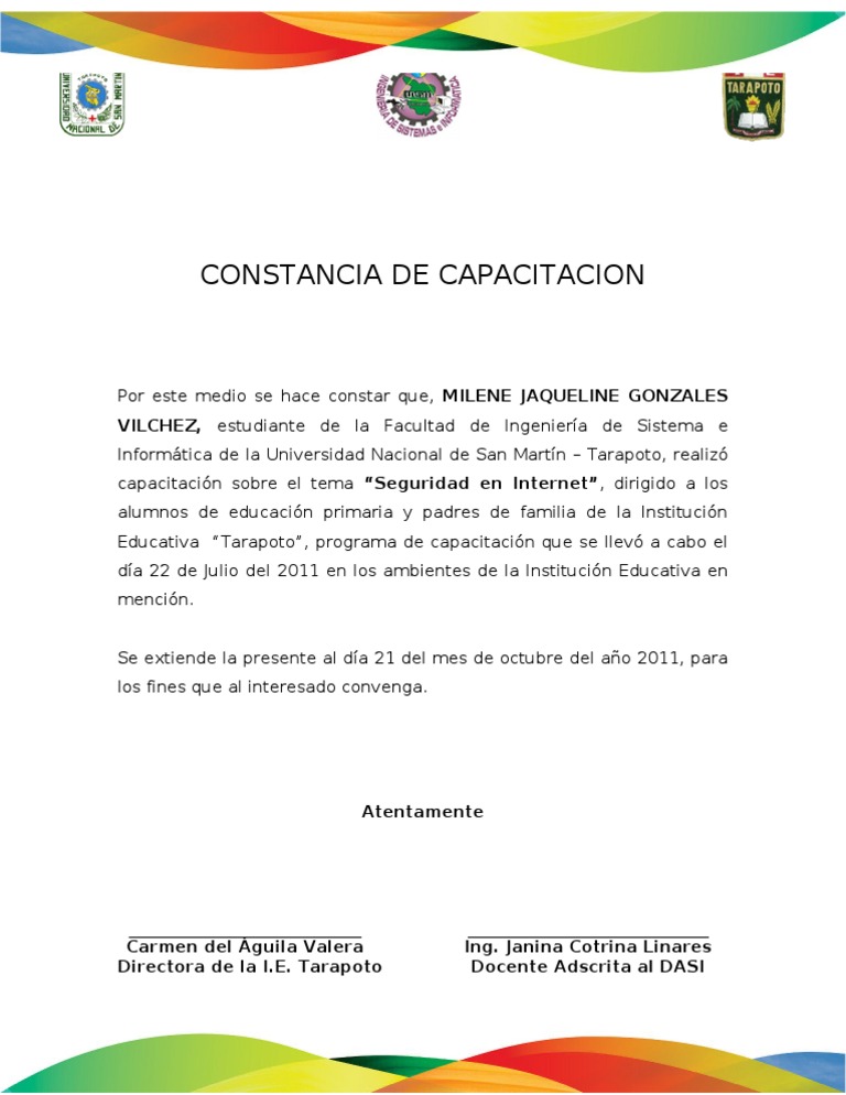 CONSTANCIA DE CAPACITACION