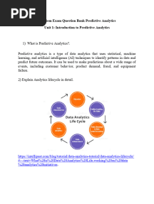 Predictive Analytics-Mid Sem Exam Question Bank