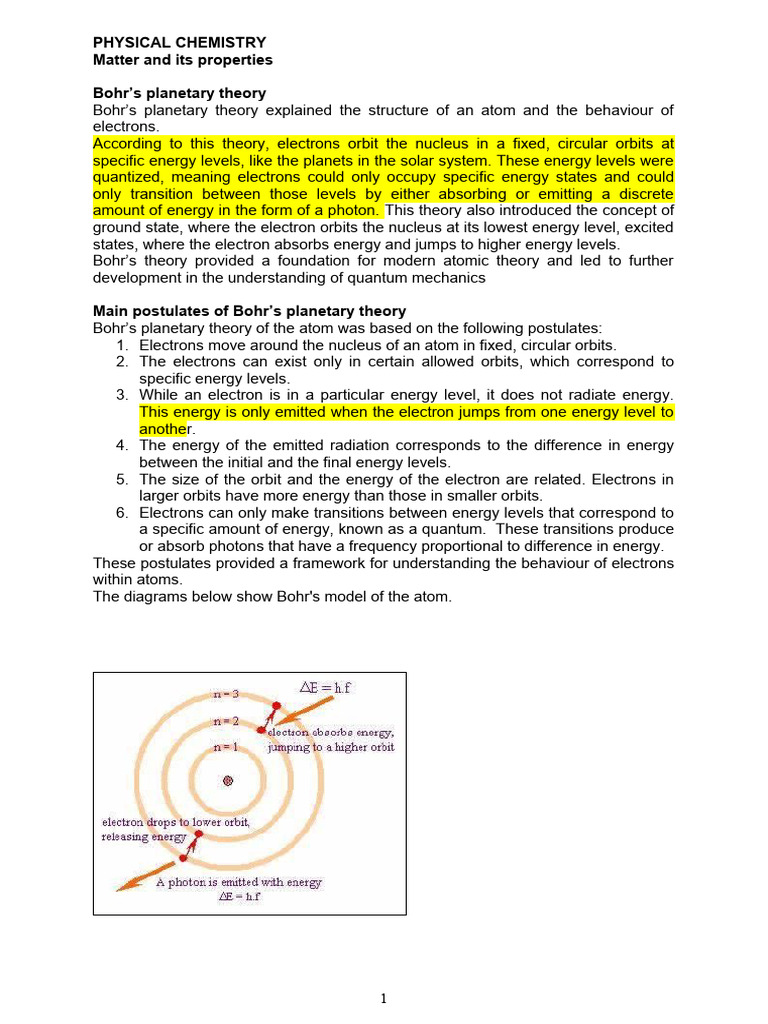Bohr's Theory and Atomic Spectra Explained | PDF | Emission Spectrum ...