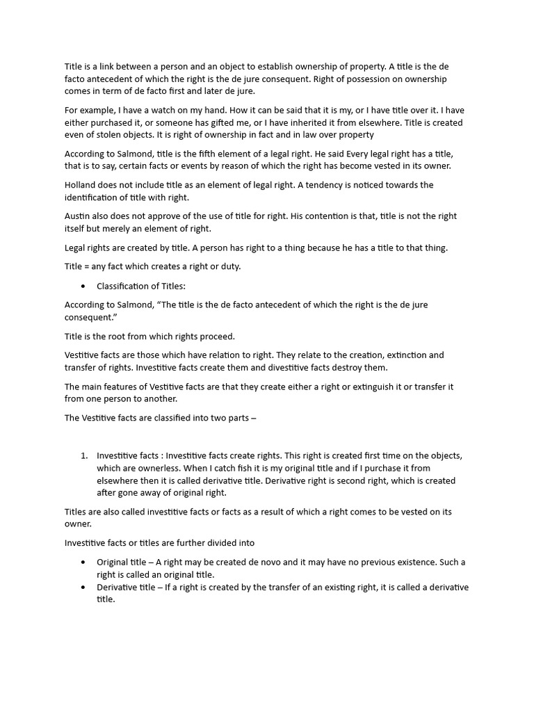 Title PDF Property Possession (Law)