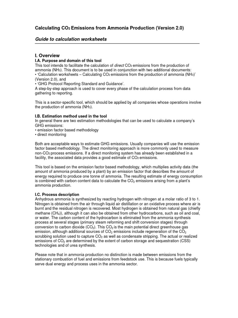 CO2 Emissions Calculation for Ammonia Production | PDF | Ammonia ...