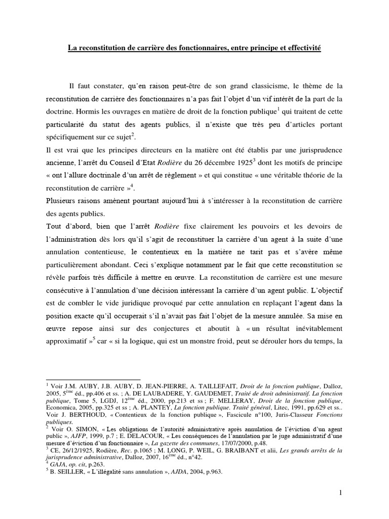 Reconstitution de carrière des fonctionnaires | PDF | Rétroactivité ...