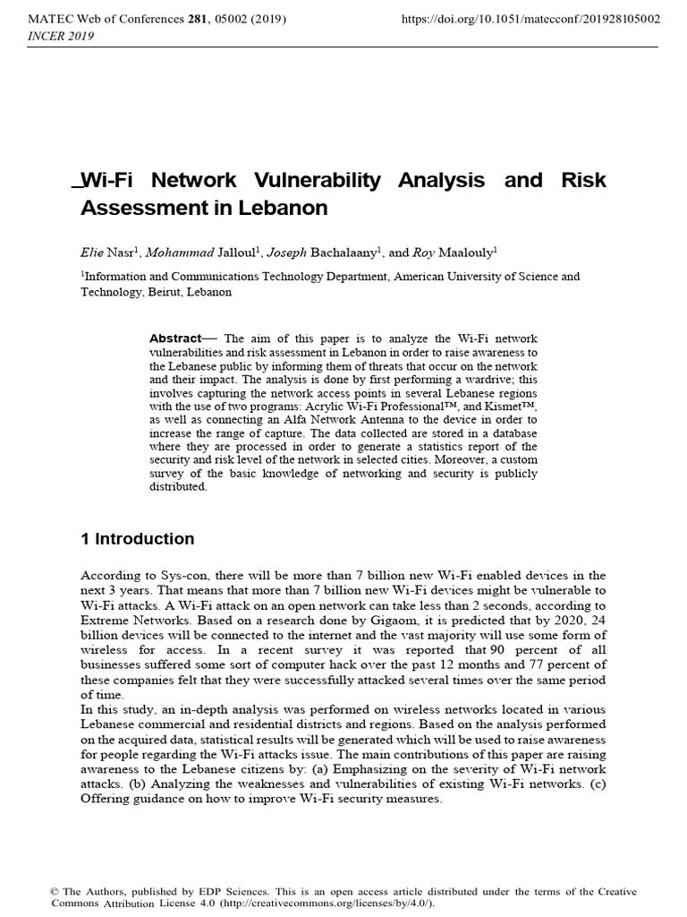 Wi-Fi Network Vulnerability Analysis and Risk | PDF | Chi Squared Test ...