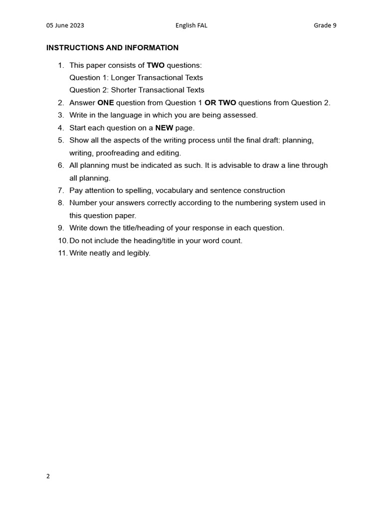 Grade 9 Transactional Writing Guide | PDF | English Language | Human ...