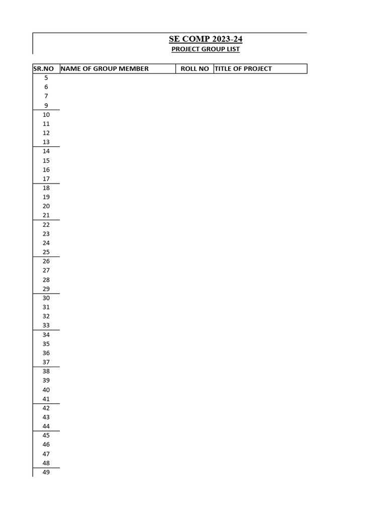 SE COMP 2023-24 Project Group List | PDF