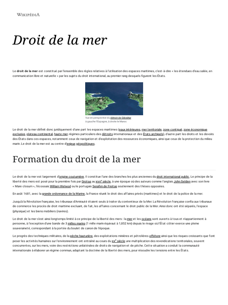 Droit de la mer : enjeux et évolutions | PDF | Zone économique ...