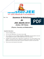 2.JEE Main 2019 Jan 9 Forenoon Session Answer Key Solution