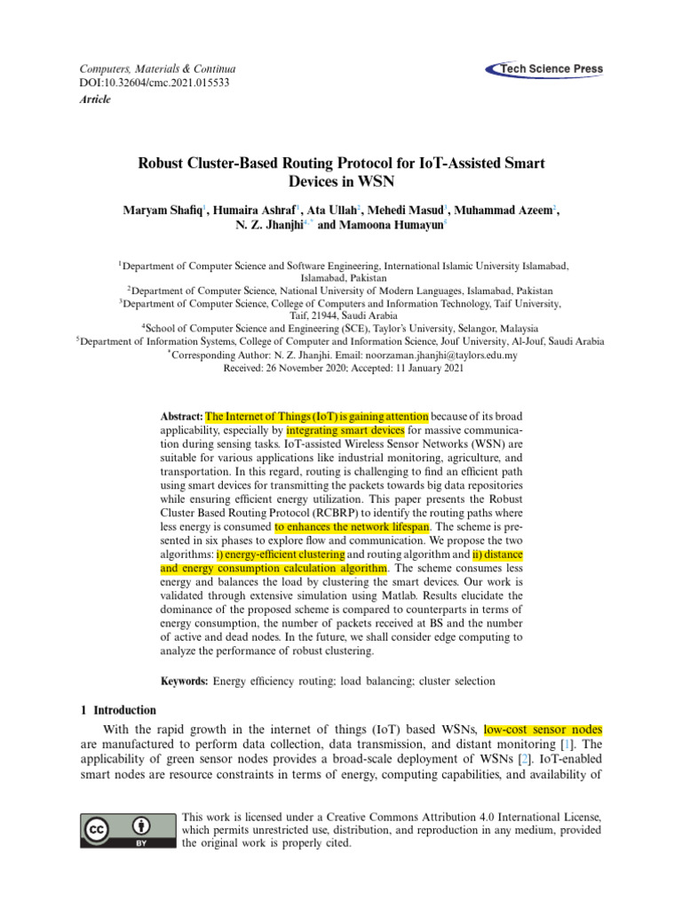 Robust Routing for IoT in WSNs | PDF | Routing | Wireless Sensor Network