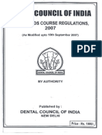 Dental Council of India Revised Bds Course Regulations 2007
