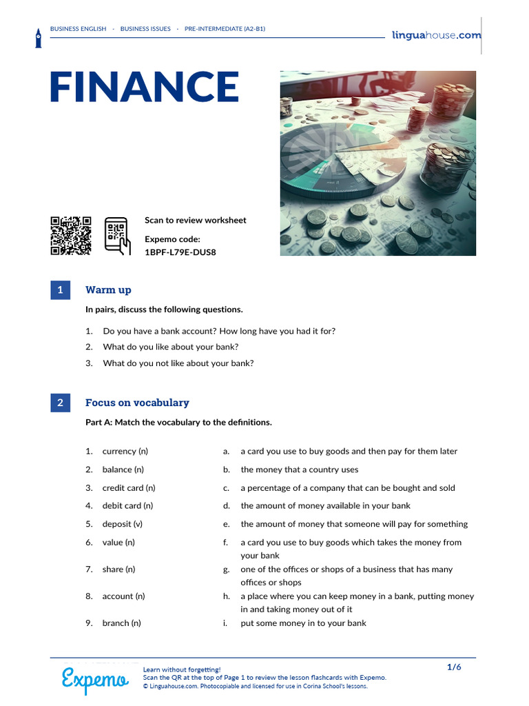 Business English: Finance Vocabulary Guide | PDF | Money | Credit