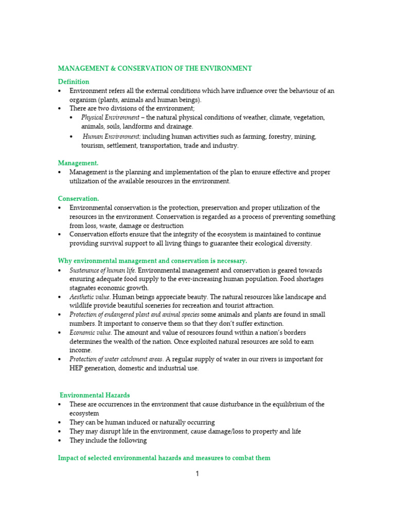 Environmental Management and Conservation | PDF | River | Pollution