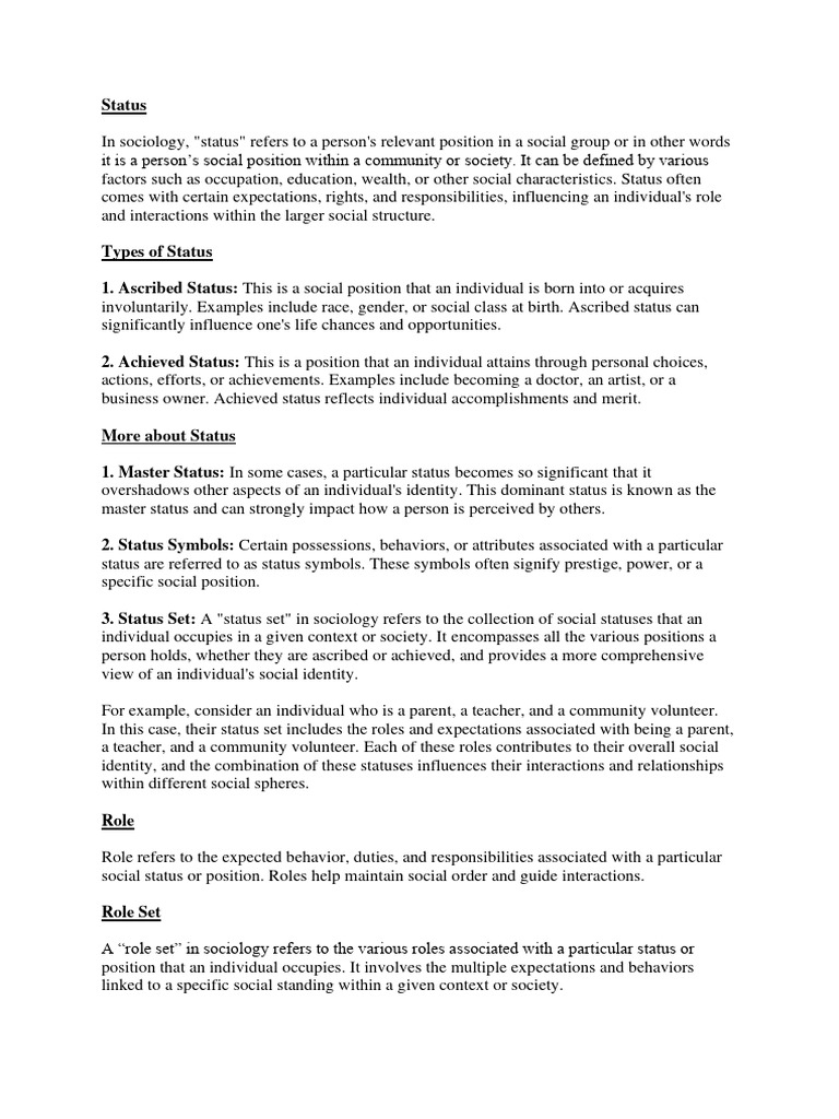 Status, Power, Social Control | PDF | Social Status | Power (Social And ...
