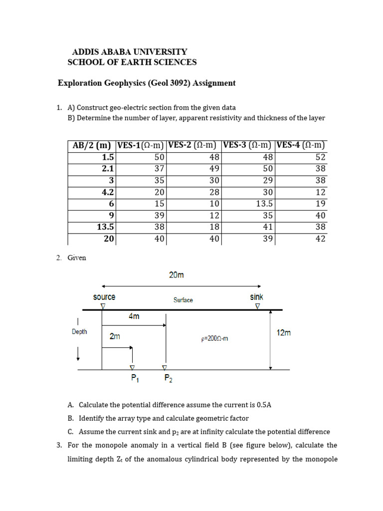 Geophysical Assignment: Geo-Electric Analysis | PDF
