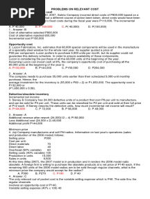 Problems On Relevant Costs For Review
