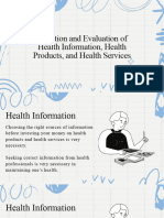 Selection and Evaluation of Health Information, Health Products, and Health Services
