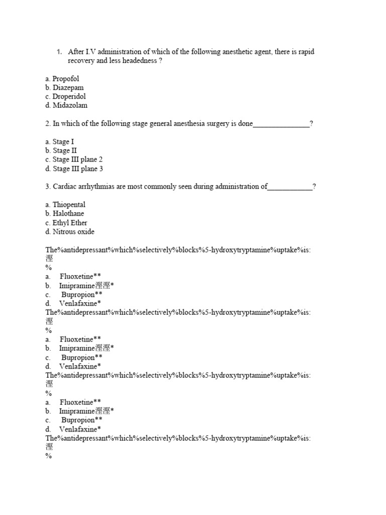 3rd Prof Paper | PDF | Anesthesia | Drugs