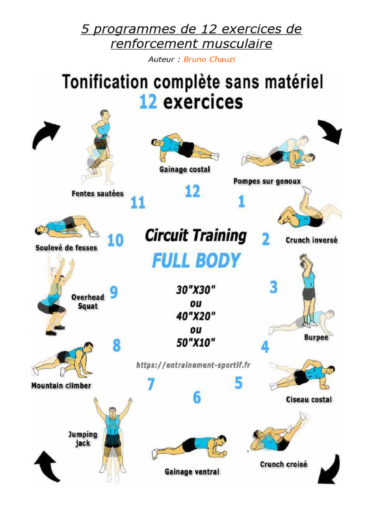 Programmes de musculation sans matériel | PDF