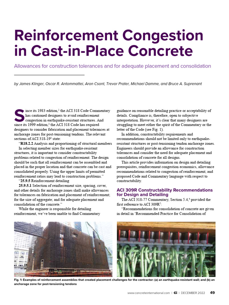 Reinforcement Congestion in Concrete Design | PDF | Concrete ...