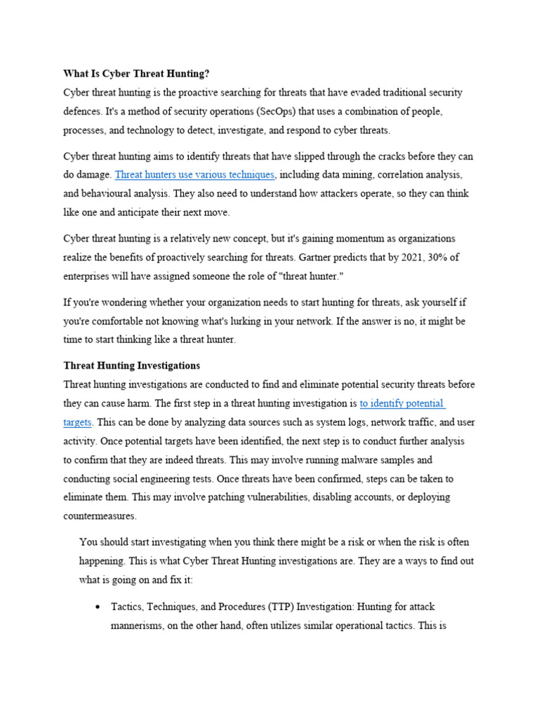 Cyber Threat Hunting Essentials | PDF | Threat (Computer) | Security
