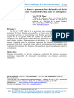 De La Protection Des Données Personnelles À La Lumière de La Loi N° 18 07 - Une Nouvelles Responsabilisation Pour Les Entreprises.