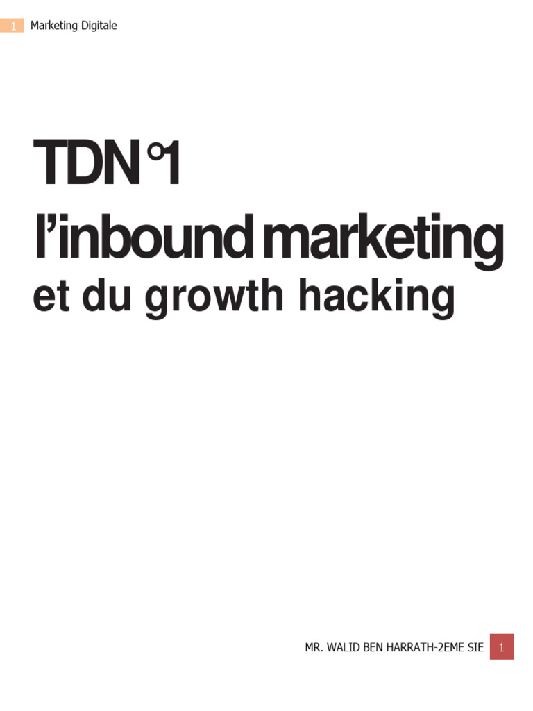 Inbound Marketing et Growth Hacking | PDF | Commercialisation ...