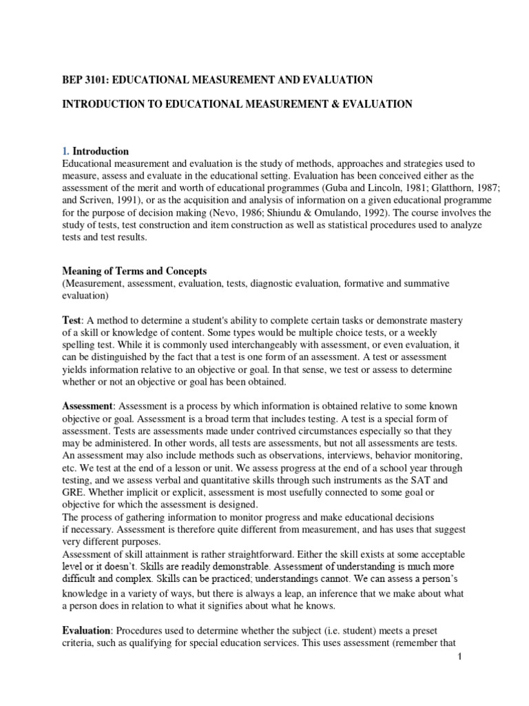 4298 Bep 3101 Educational Measurement and Evaluation | PDF ...