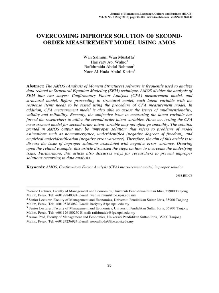 AMOS Solutions for Researchers | PDF | Structural Equation Modeling ...