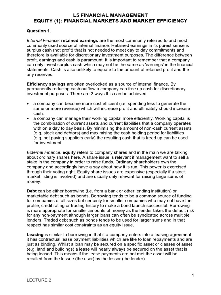 Topic 2 Equity 1 Ans Pdf Debt Equity Finance