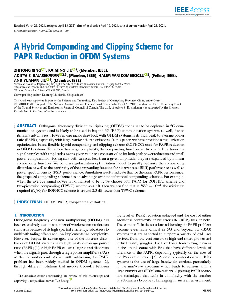 A Hybrid Companding and Clipping Scheme For PAPR Reduction in OFDM ...