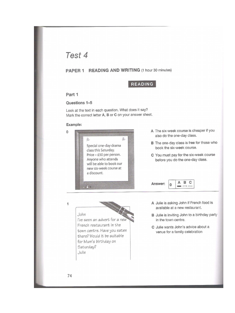 Test 4 Reading | PDF
