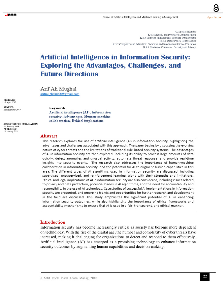 Artificial Intelligence In Information Security Pdf Security