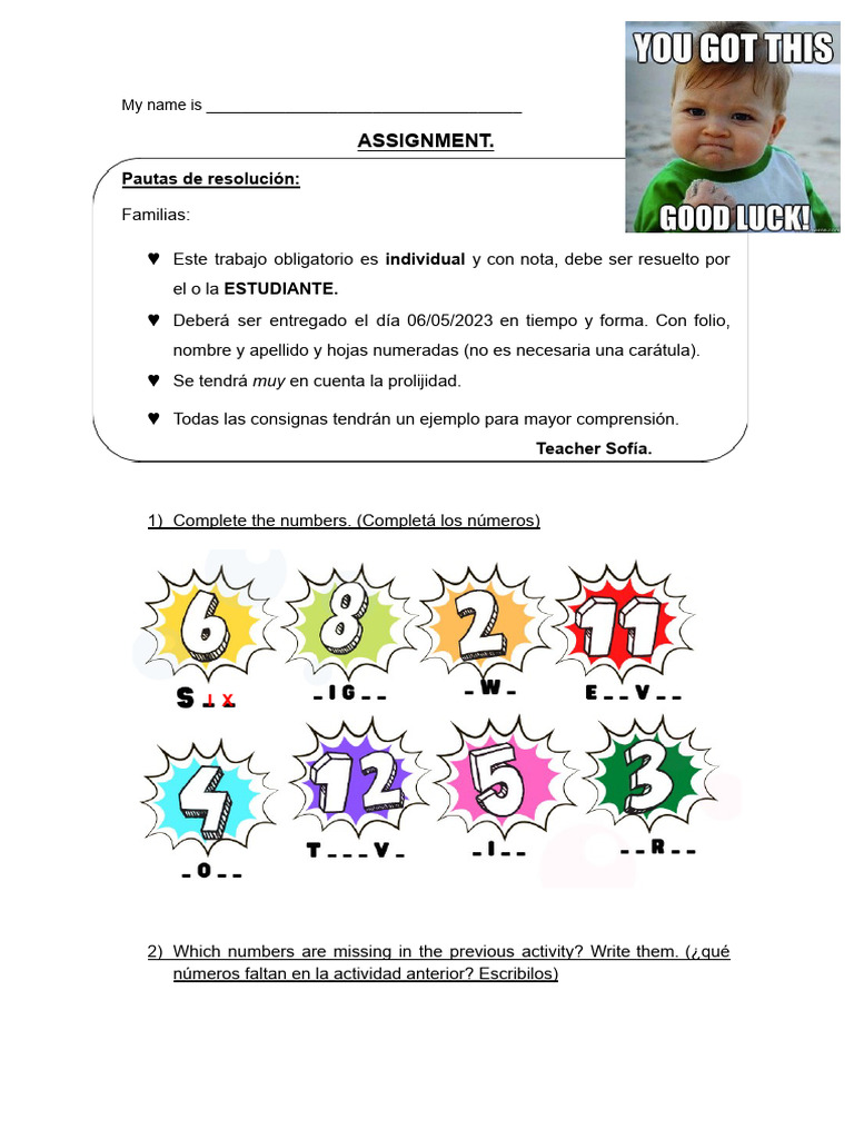 Assignment Colours and Numbers | PDF