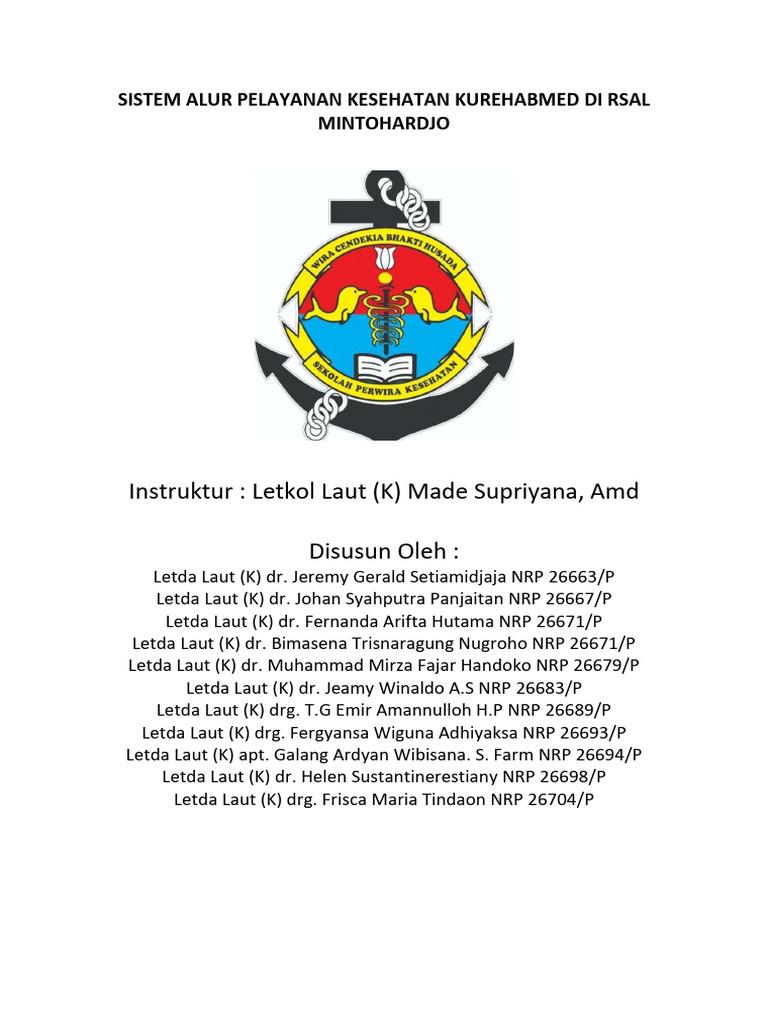 Alur Pelayanan Rehabilitasi RSAL Mintohardjo | PDF